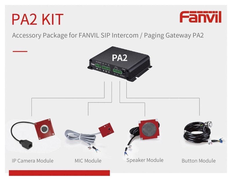 Fanvil PA2 Accessories Kit to suit IPF-PA2,  Official  Kit For Fanvil PA2 SIP Paging Gateway & Video Intercom. Fanvil PA2 Accessories Kit to suit IPF-PA2,  Official  Kit For Fanvil PA2 SIP Paging Gateway & Video Intercom.